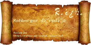 Rehberger Árpád névjegykártya